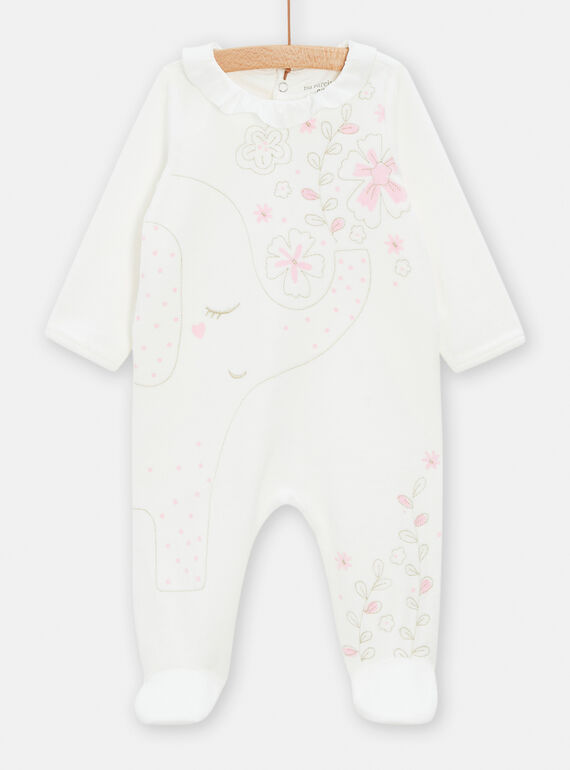 Babygro cru em veludo bebé menina TEFIGREPHAN / 24SH1345GRE001