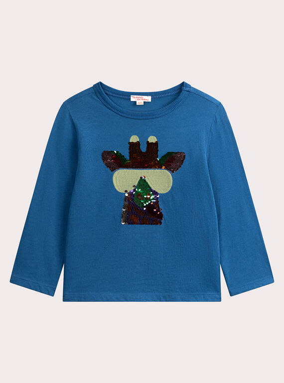 T-shirt de animação da girafa com lantejoulas mágicas para rapaz VODATEE1 / 24W90223TMLC210