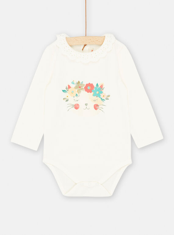 Body branco com padrão de gato SIDUBOD / 23WG09P1BOD001