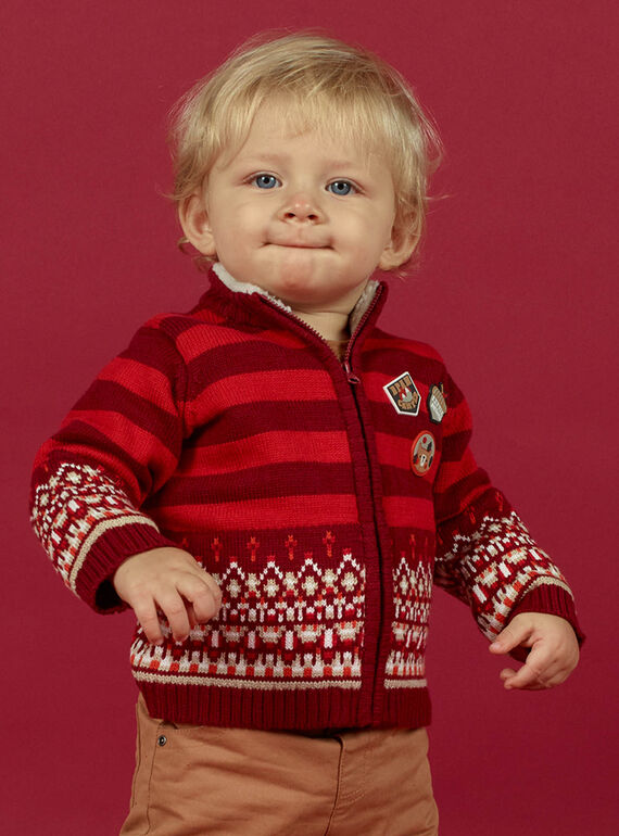 Casaco de malha de mangas compridas com padrão jacquard bebé menino MUFUNGIL / 21WG10M1GIL504