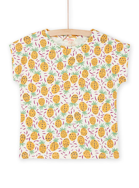 T-shirt cru e amarelo com estampado ananás RAJOTI8 / 23S901Z3TEE001