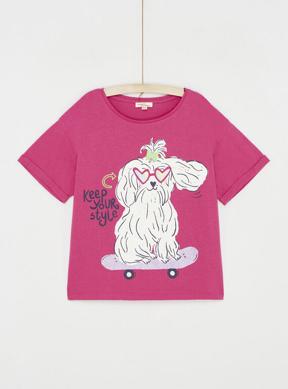 T-shirt fúcsia com animação de cão SALINTI1 / 23W901H2TEE304