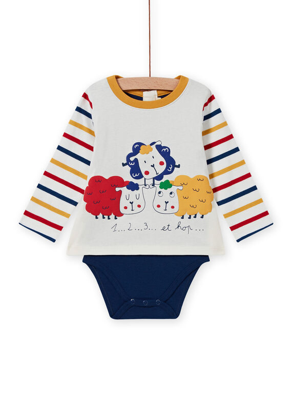 Body T-shirt multicor com padrão de ovelhas bebé menino MUMIXBOD2 / 21WG10J1BOD001