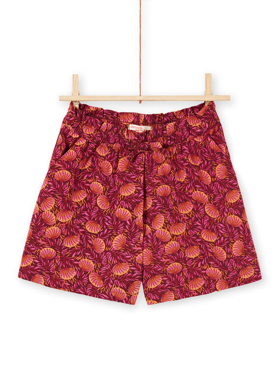 Calções bordô e laranja estampado folhagem menina LATERSHORT3 / 21S901V2SHO719