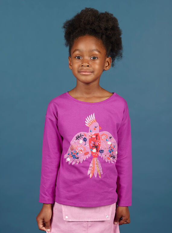 T-shirt de mangas compridas violino com padrão papagaio menina MAPATI1 / 21W901H3TML712
