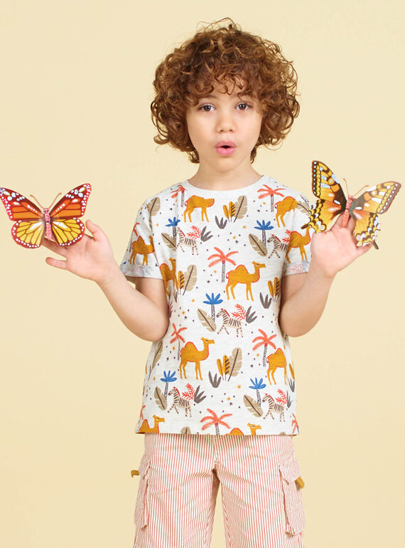 T-shirt cru estampado dromedário e palmeira criança menino LOTERTI1 / 21S902V4TMC006
