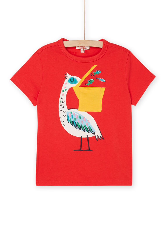 T-shirt vermelho com animação pelicano ROPOPTI5 / 23S902X3TMC502