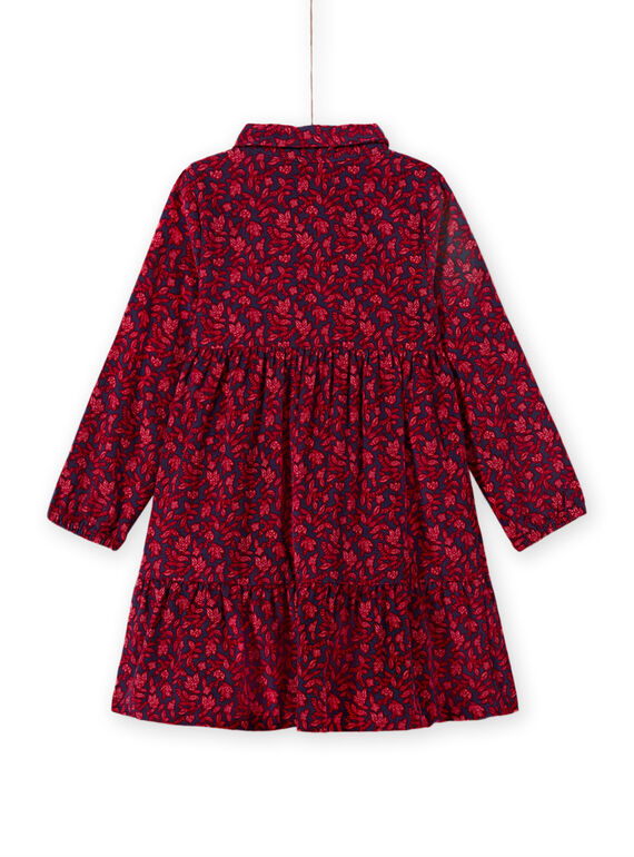Vestido azul com gola de camisa e estampado florido menina MAFUNROB3 / 21W901M2ROBH703