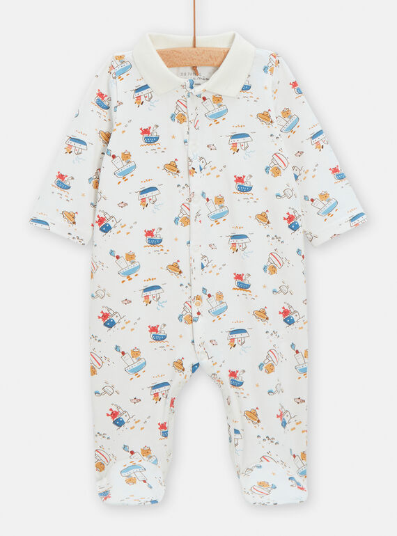 Babygro esbranquiçado com estampado de barcos TOU2GRE1 / 24SF04I1GREA001