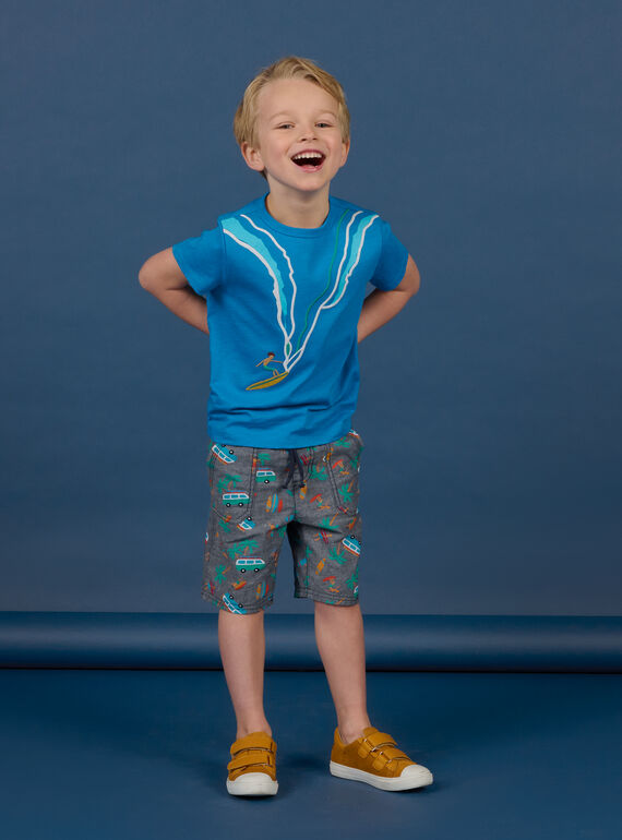 T-shirt de mangas curtas azul com padrão surfista menino NOWATI2 / 22S902V6TMCC221