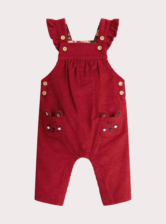 Jardineiras de veludo vermelho para bebé menina VIKOSAL / 24WG0931CBL511
