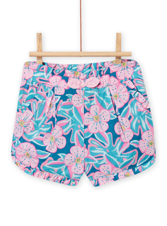 Calções azul-petróleo com estampado florido bebé menina NIFICSHO1 / 22SG09U2SHO215