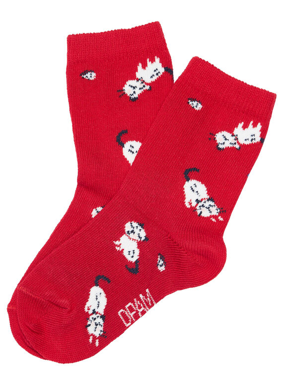 Meias bebé menina vermelho padrão gato JYIGRACHO / 20SI09E1SOQ050