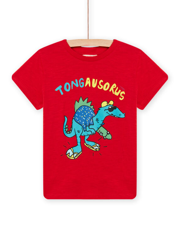 T-shirt vermelha com padrão dinossauro menino NOJOTI1 / 22S90274TMC050