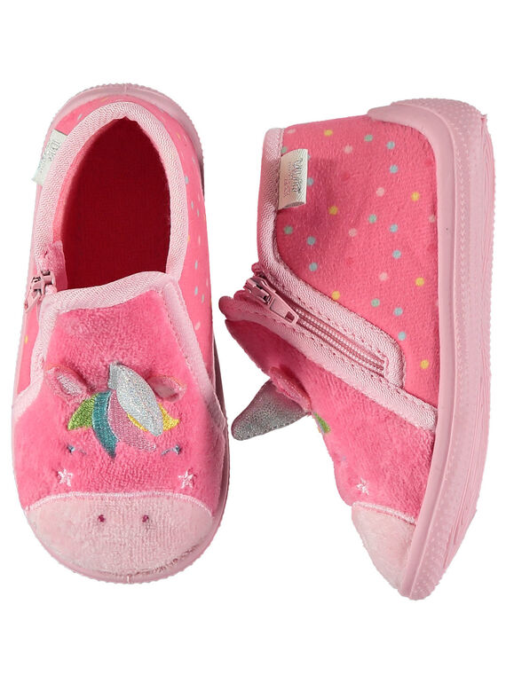 Chinelos unicórnio veludo rosa bebé menina GBFBOTLIC / 19WK37Z1D0A321