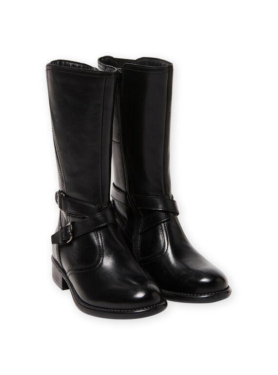 Botas cavaleiro preto em couro menina MABOTTECAVA / 21XK3583D10090