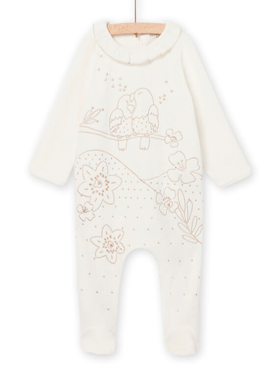 Babygro de veludo com padrões decorativos dourado bebé menina NEFIGREPER / 22SH13E3GRE001