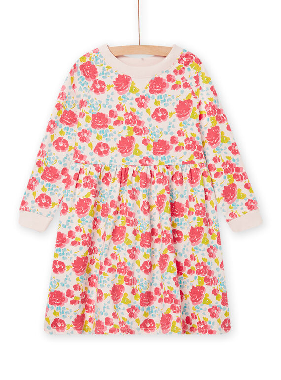 Vestido nude com estampado florido em French Terry menina NAJOROB2 / 22S90172ROBD319