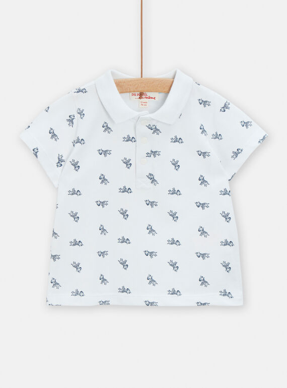 Polo branco com estampado zebra bebé menino TUPOPOL / 24SG10M1POL000