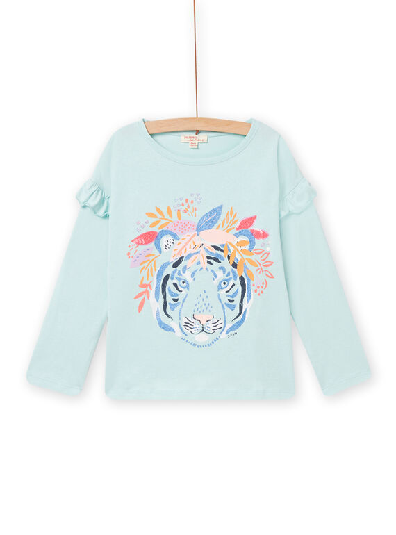 T-shirt de mangas compridas verde-água menina NAMOTEE2 / 22S901N1TML614