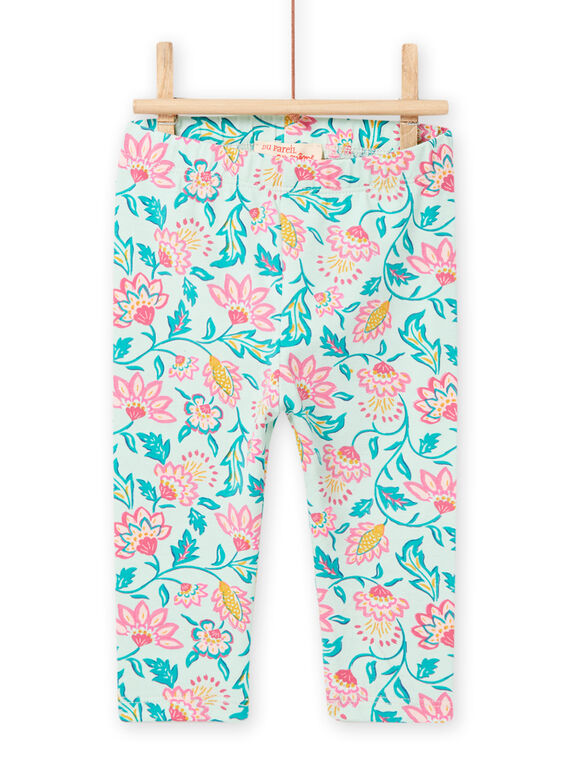 Leggings verde-amêndoa com estampado florido bebé menina NYIGALEG / 22SI09O1CAL611