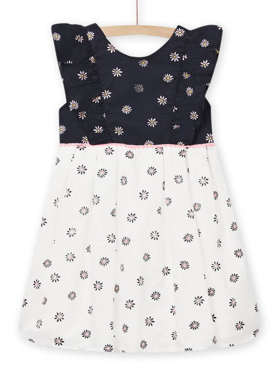 Vestido bicolor com estampado florido menina NASOROB2 / 22S901Q2ROBC243