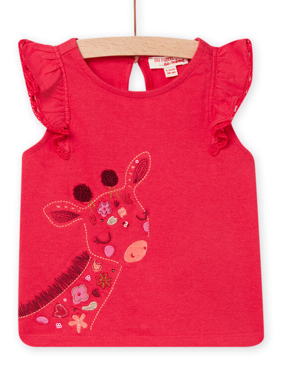 T-shirt rosa com estampado girafa bebé menina NIFLATI / 22SG09R1TMCF510