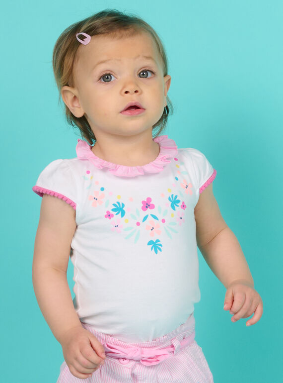 Body branco com padrão de flores bebé menina NIFICBOD / 22SG09U1BOD000
