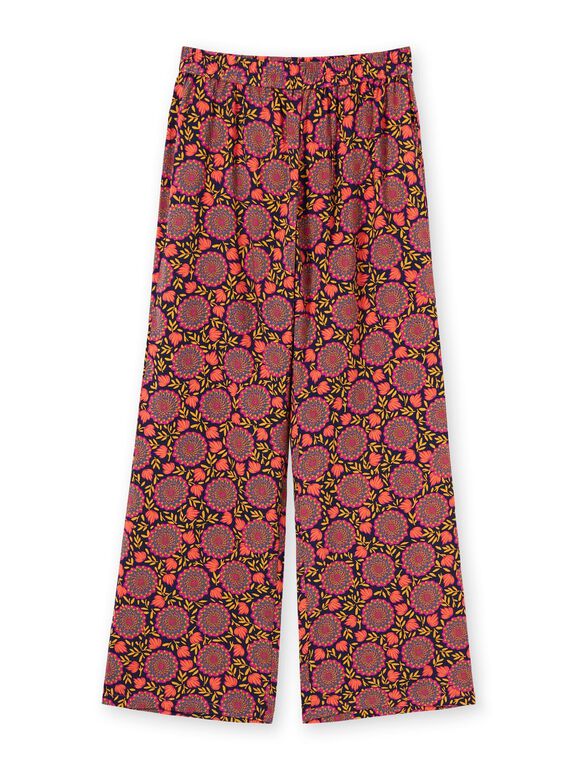 Calças fluídas azul-marinho e amarelo estampado florido mulher LAMUMPANT / 21S993Z1PANC211