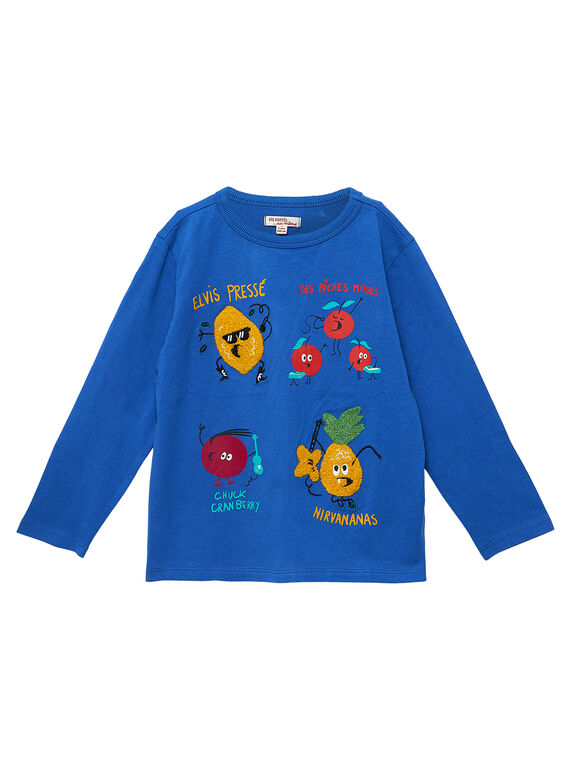 T-shirt menino mangas compridas “frutas” azul JOVITEE1 / 20S902D1TML703