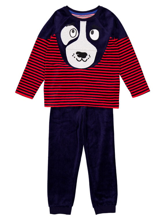 Pijama azul e vermelho em veludo criança menino GEGOPYJBOU / 19WH12N5PYJ505