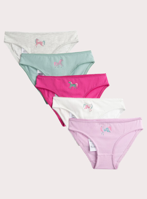 Conjunto de 5 calcinhas com padrão de unicórnio para meninas VEFALOTSEM2 / 24WH1185D5L001