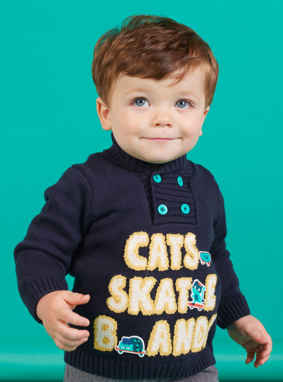 Camisola azul gola chaminé bordados decorativos bebé menino MUTUPUL / 21WG10K1PULC234