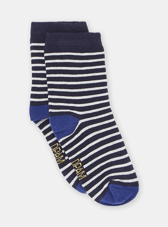 Meias azul-escuro com estampado às riscas bebé menino SYUJOCHOR1 / 23WI10B7SOQ622