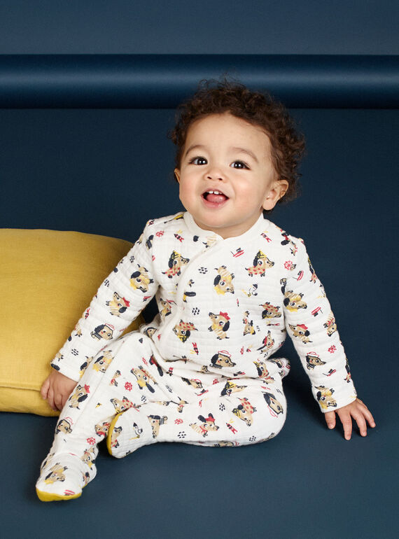 Babygro cru com estampado cães e decorativos em forro jersey LEFUGREAOP / 21SH1412GRE001