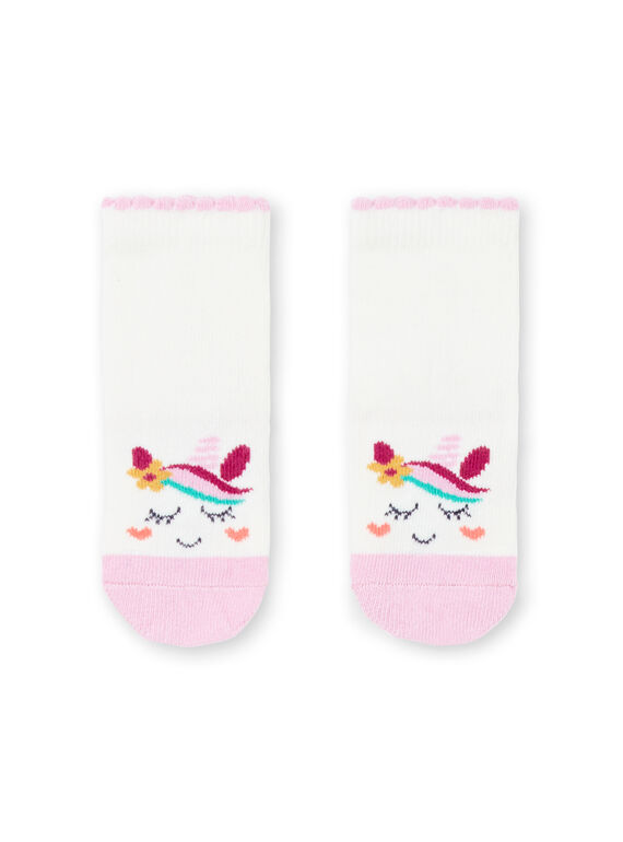 Meias cru e rosa com padrões unicórnios bebé menina MYITUSOQ / 21WI09K1SOQ001