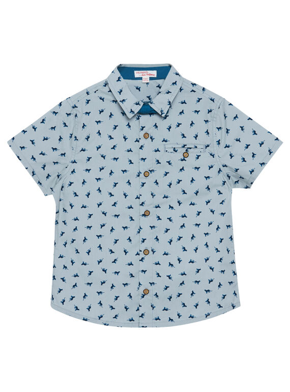 Camisa menino cinzento seixo mangas curtas estampado com laço contrastante JOJASHIRT / 20S902B1CHMJ917