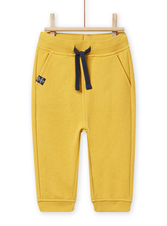 Calças em moletão com detalhes amarelo bebé menino NUJOPAN2 / 22SG1064PAN106
