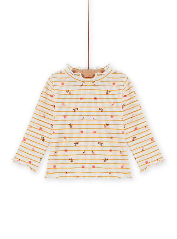 Camisola interior canelada às riscas e estampado florido bebé menina MISAUSOUP / 21WG09P1SPL001
