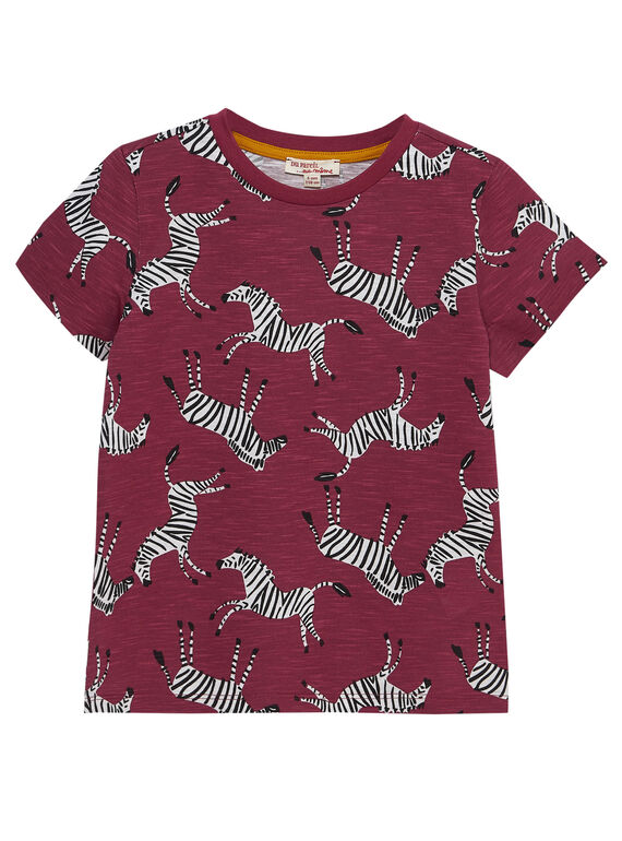 T-shirt menino mangas curtas bordô estampado zebras JODUTI1 / 20S902O3TMC709