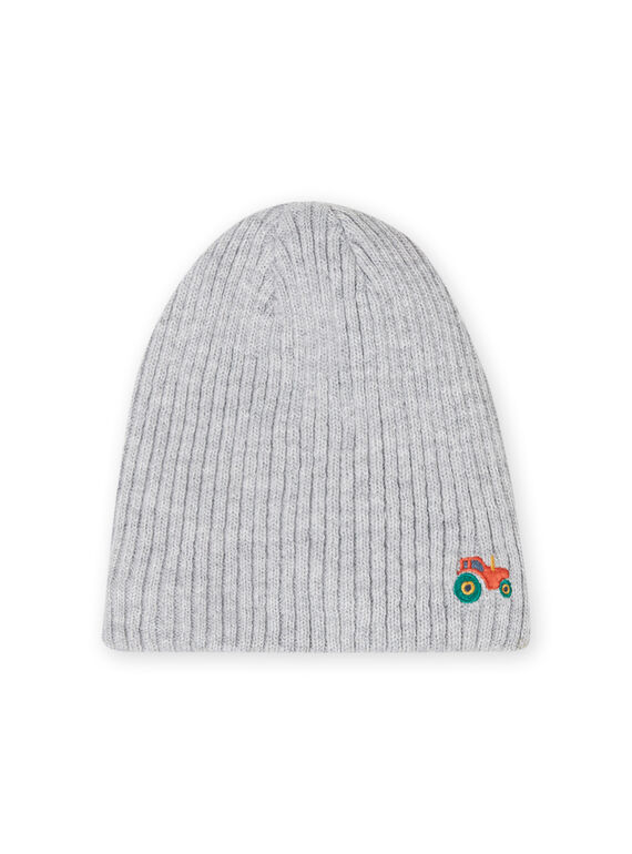 Gorro canelado cinzento mesclado bordado menino MYOGROBON4 / 21WI0251BONJ922