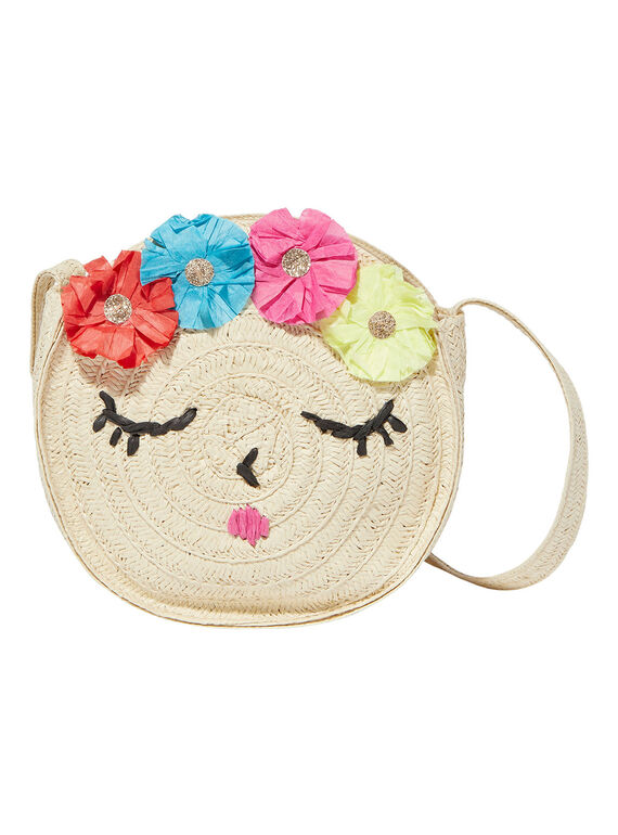 Mala a tiracolo menina efeito palha com flores JYABOBAG / 20SI01H1BES009