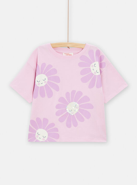 T-shirt com lantejoulas rosas menina TAJOTI2 / 24S901B2TMCH705