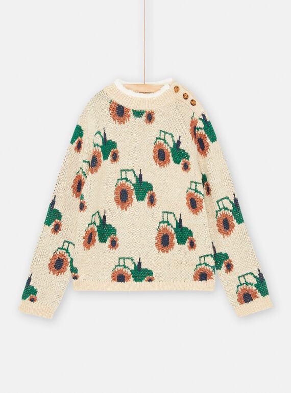 Camisola creme com estampado de trator para menino SOKHOPUL / 23W902Q1PULA002