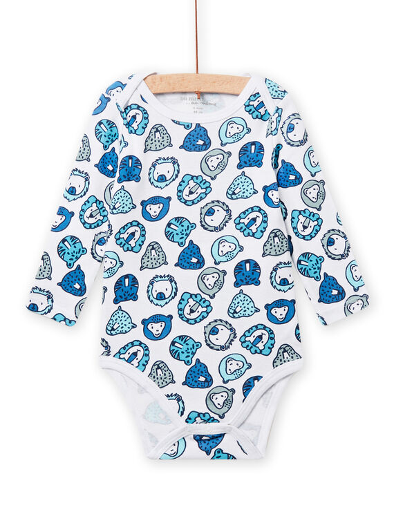 Body branco com estampado de animais bebé menino NEGABODAOP / 22SH14I6BDL000