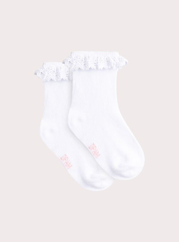 Meias cor crua com folhos para bebé menina  VYIJODEN1 / 24WI09G2SOQA001