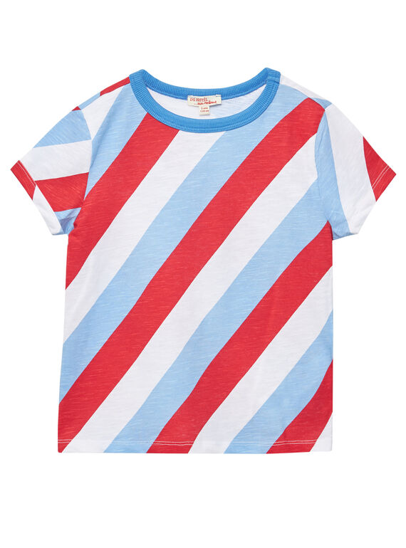 T-shirt menino mangas curtas riscas tricolor  JOCEATI1 / 20S902N1TMC000