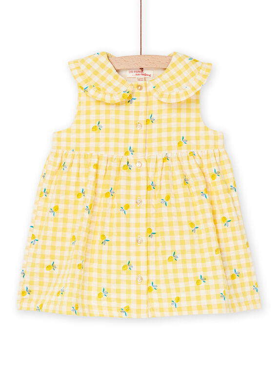 Vestido sem mangas amarelo com estampado aos quadrados RIBALROB2 / 23SG09W1ROB001