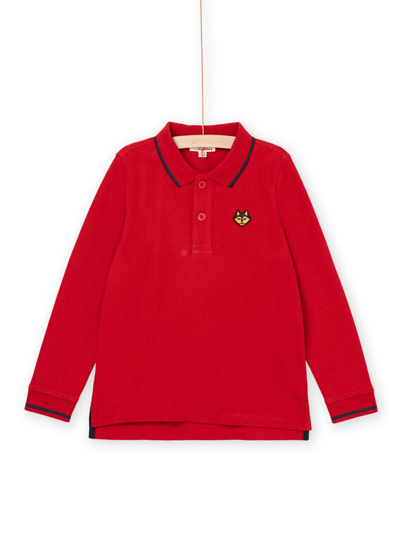 Polo vermelho com padrão cabeça de lobo bordada POJOPOL4 / 22W902D3POL505