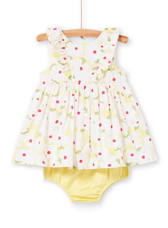 Vestido branco estampado florido e bloomer amarelo bebé menina LIBALROB1 / 21SG09O2ROB000